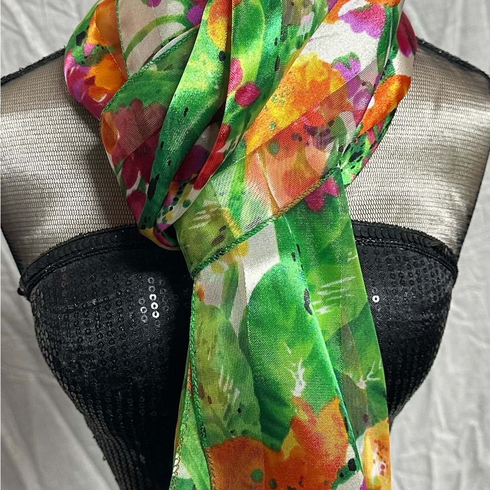 Floral Green Scarf